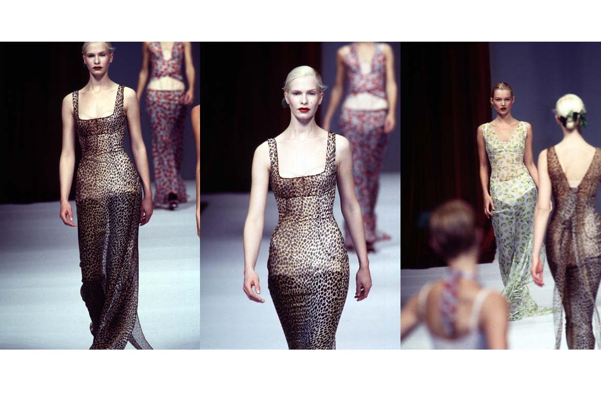 Brown Dolce & Gabbana silk chiffon cheetah print evening slip dress, fw 1996
