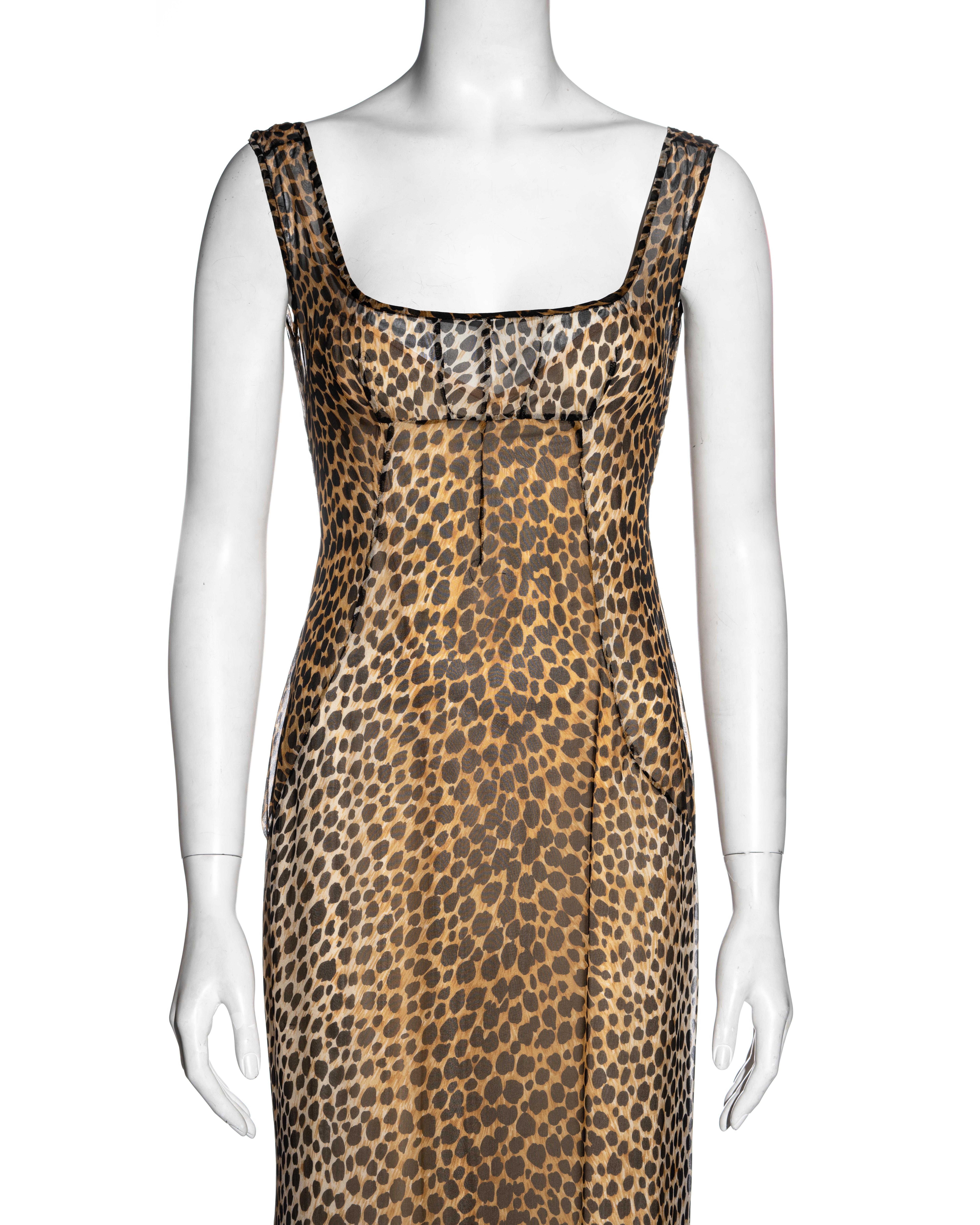 Dolce & Gabbana silk chiffon cheetah print evening slip dress, fw 1996 In Excellent Condition In London, GB