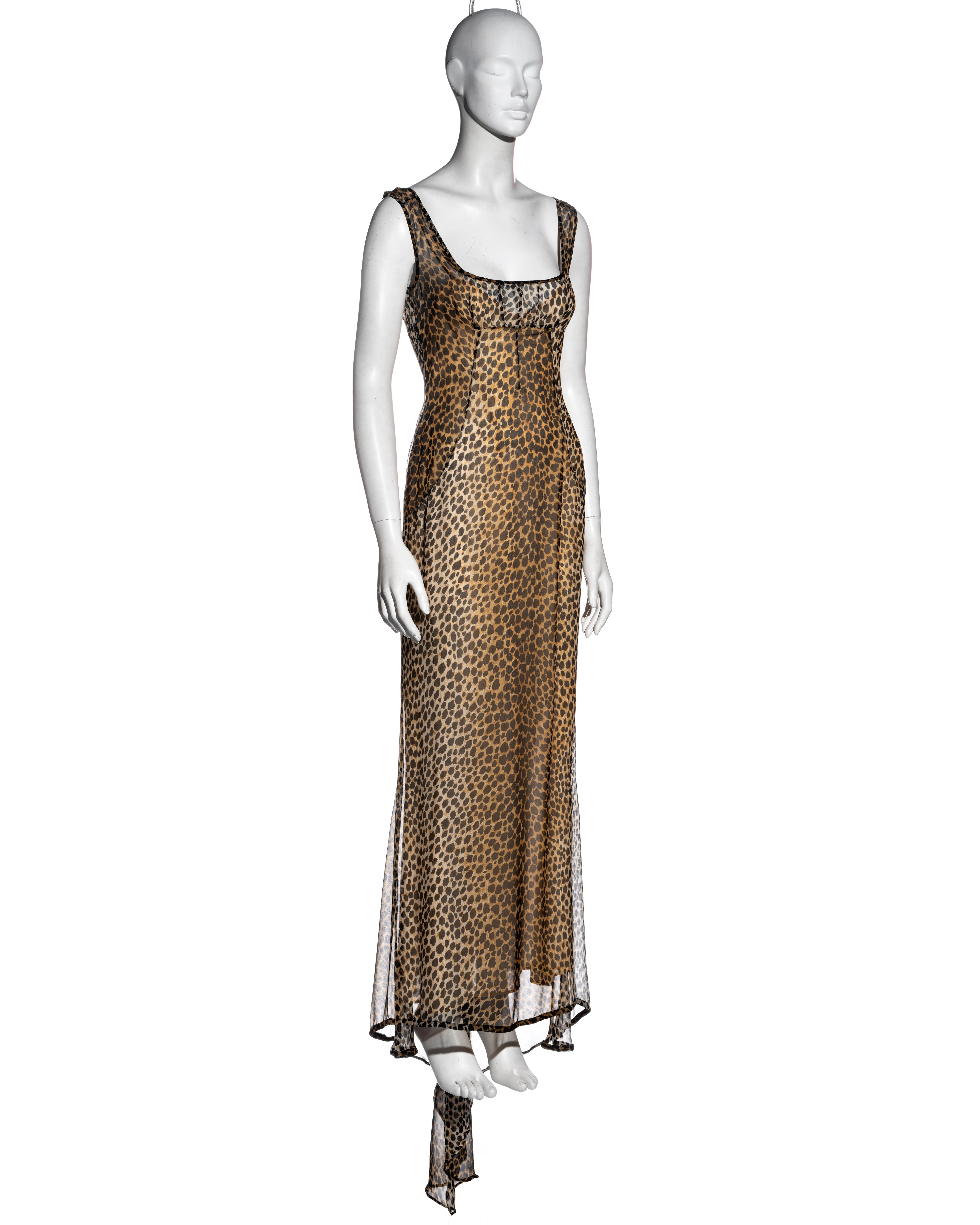 Women's Dolce & Gabbana silk chiffon cheetah print evening slip dress, fw 1996
