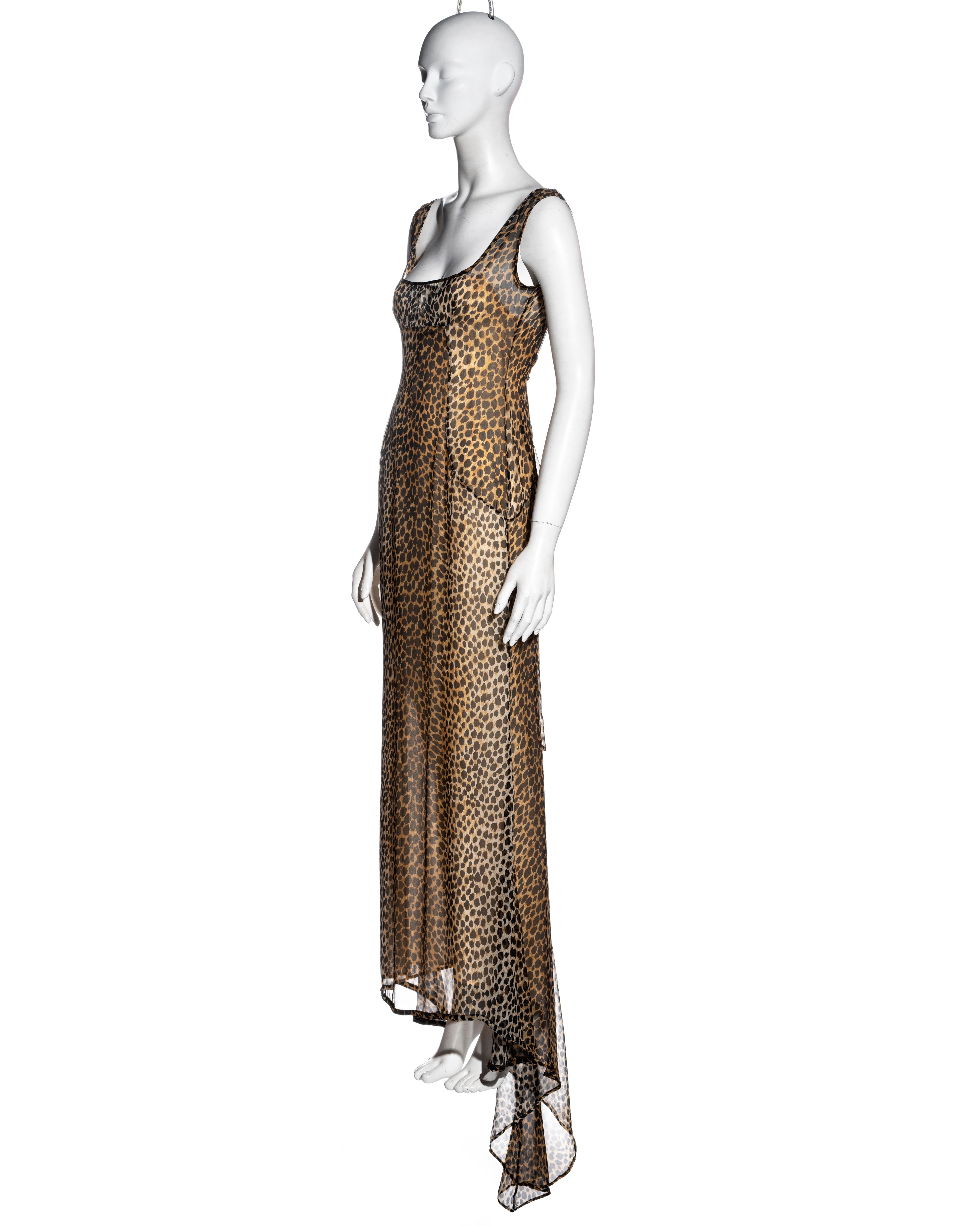 Dolce & Gabbana silk chiffon cheetah print evening slip dress, fw 1996 1