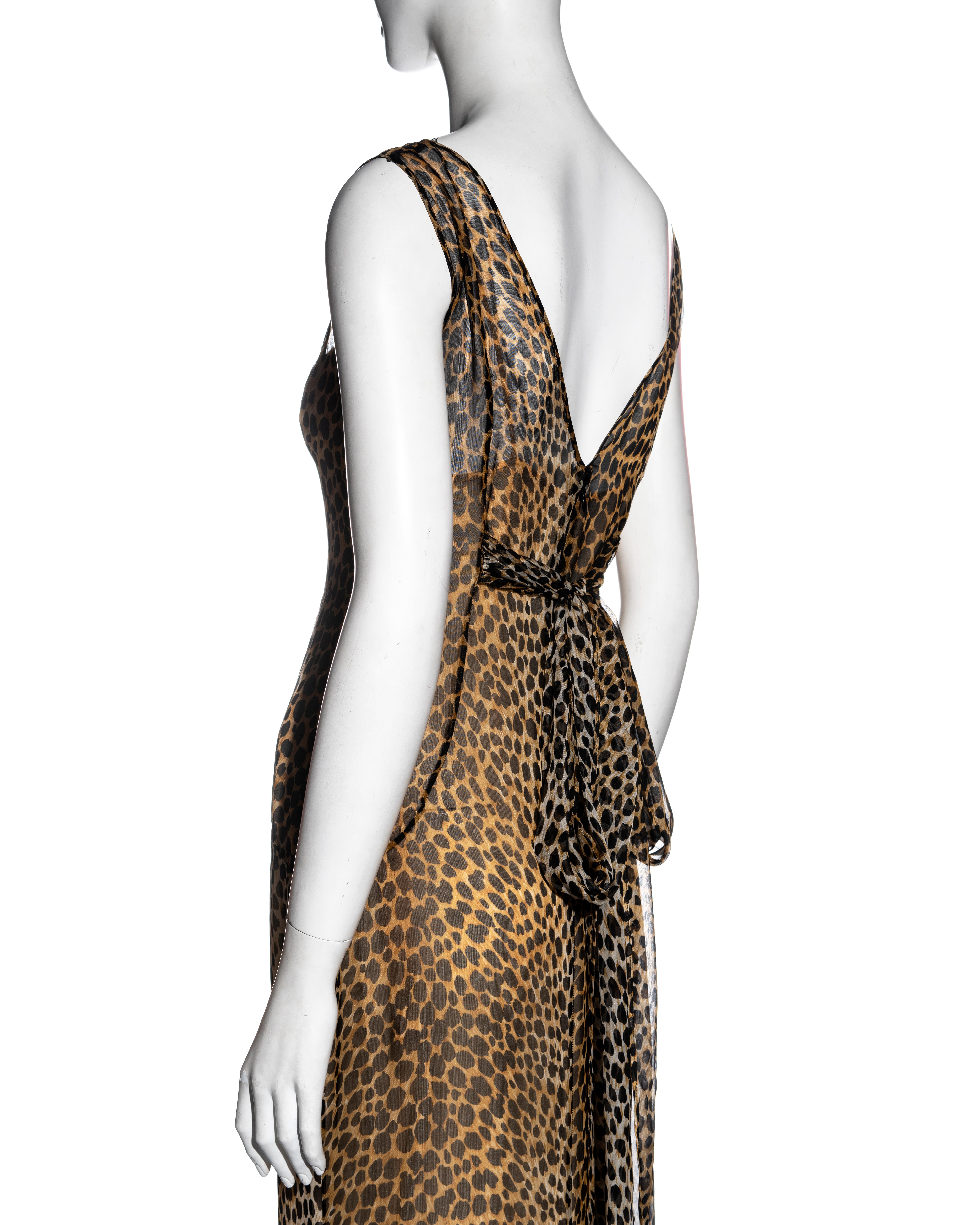 Dolce & Gabbana silk chiffon cheetah print evening slip dress, fw 1996 3