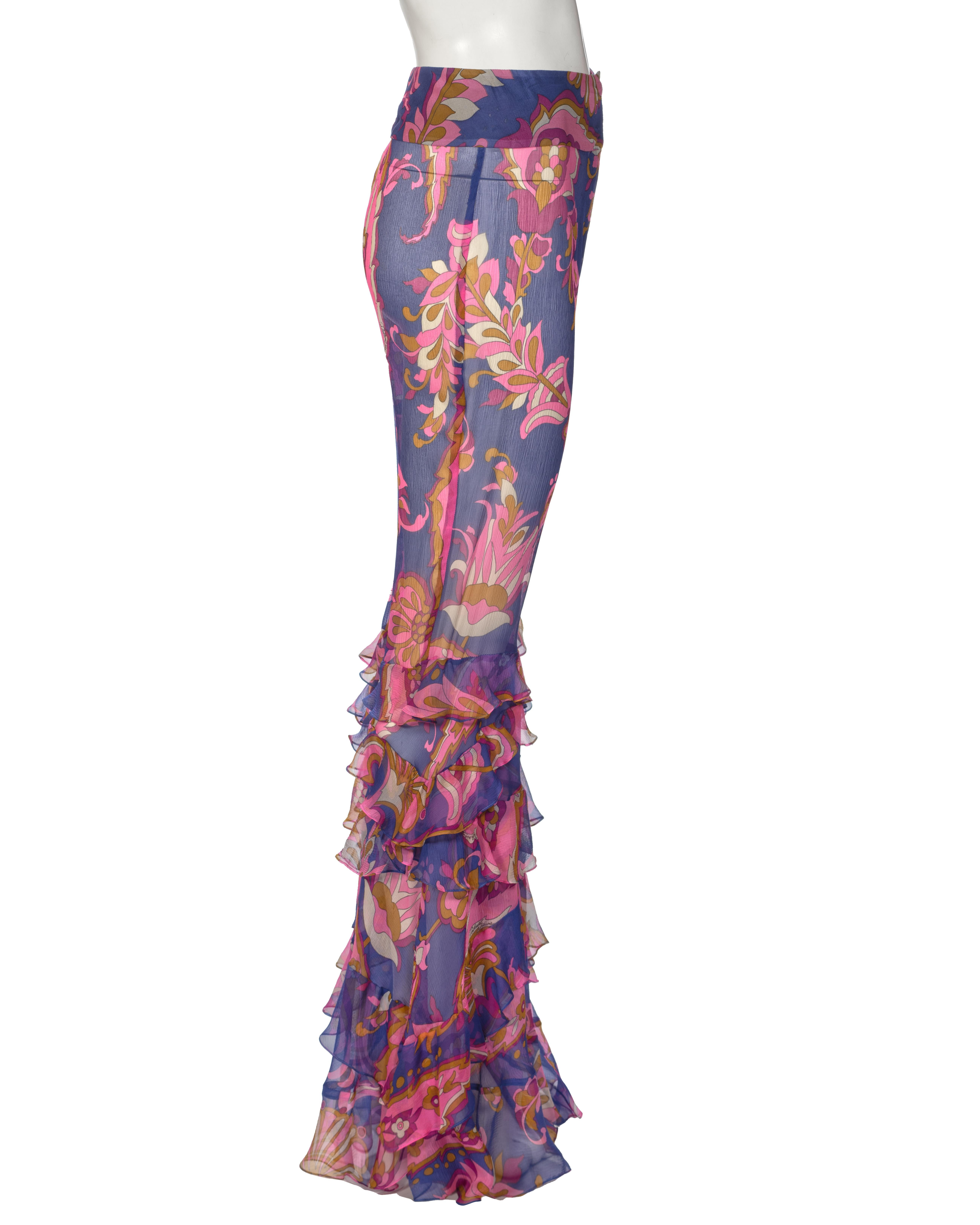 Pantalon évasé à volants en mousseline de soie Dolce & Gabbana, ss 2004 en vente 1