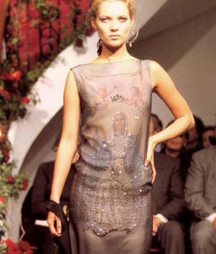 Dolce & Gabbana silk chiffon Virgin Mary print diamanté shift dress, ss 1998