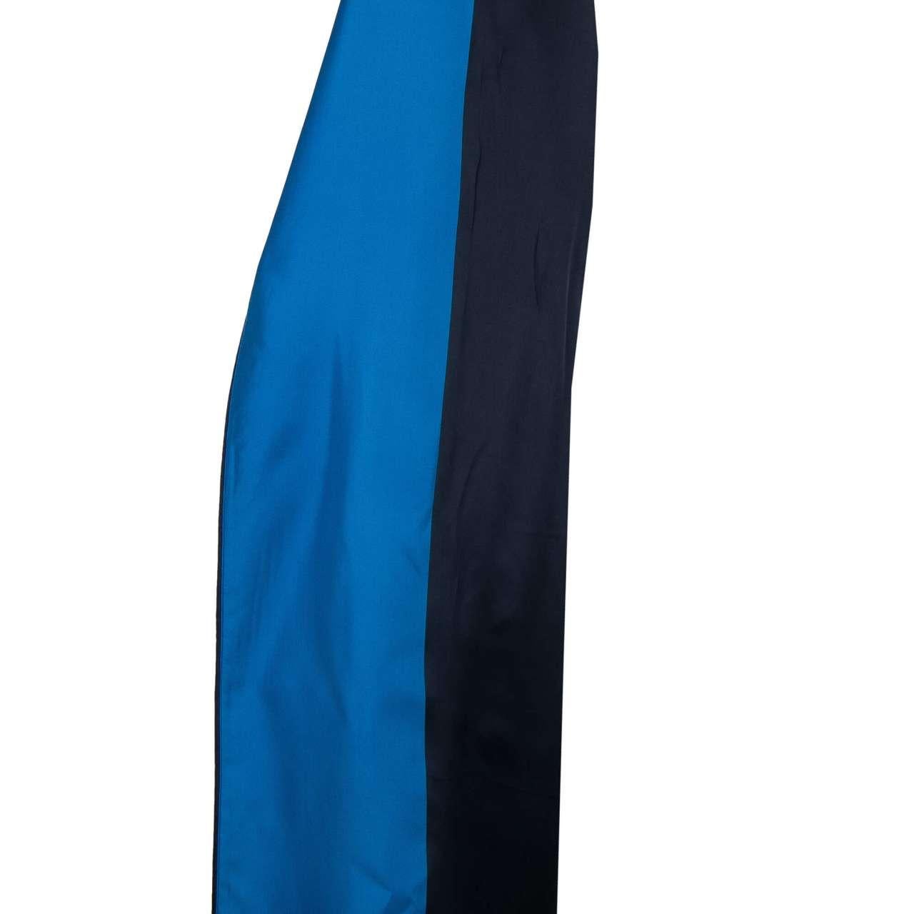 Dolce & Gabbana Silk Coat Robe Blue Black 46 For Sale 1