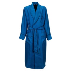 Dolce & Gabbana Silk Coat Robe Blue Black 46