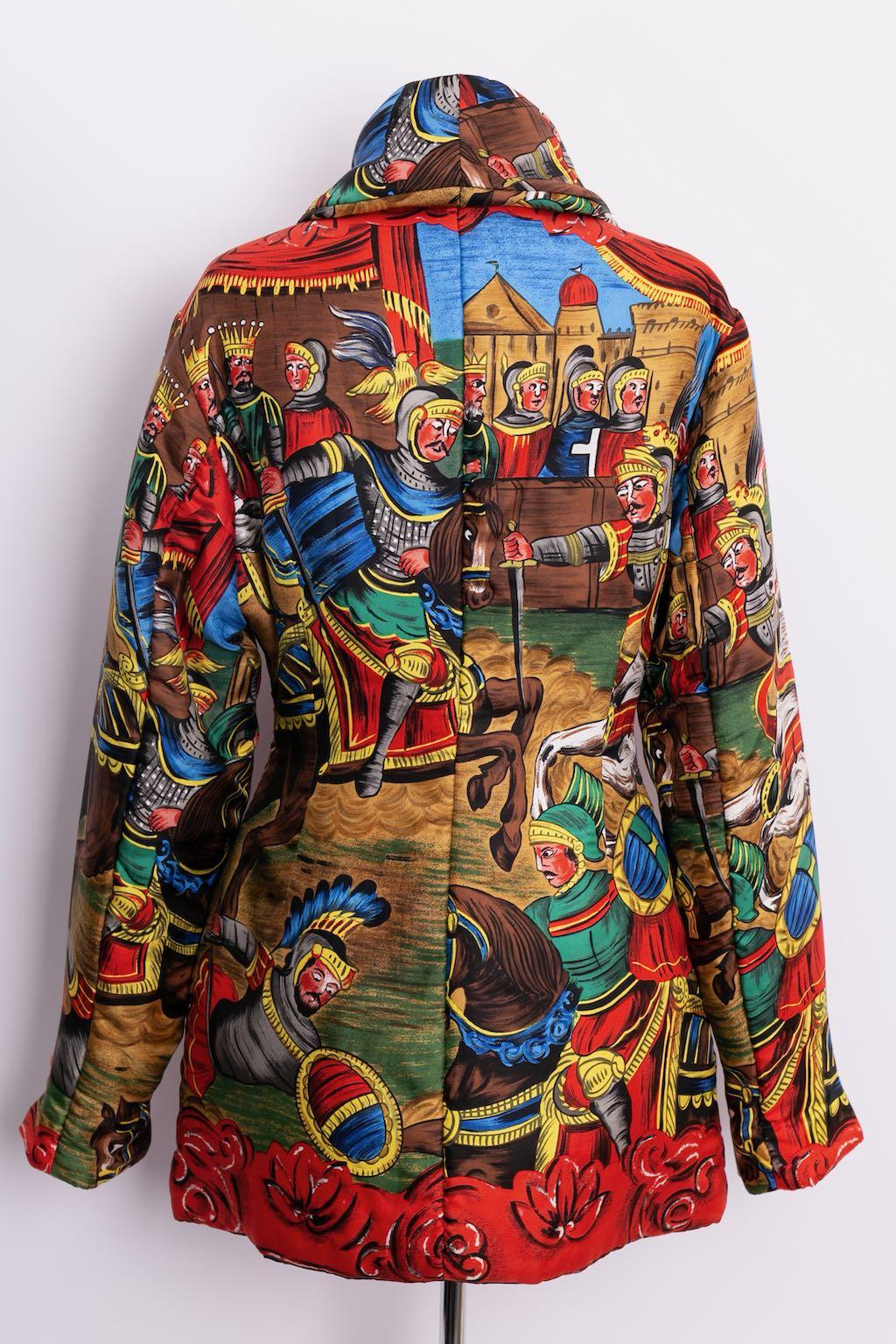 Red Dolce & Gabbana Silk Conquistadores Print Jacket For Sale