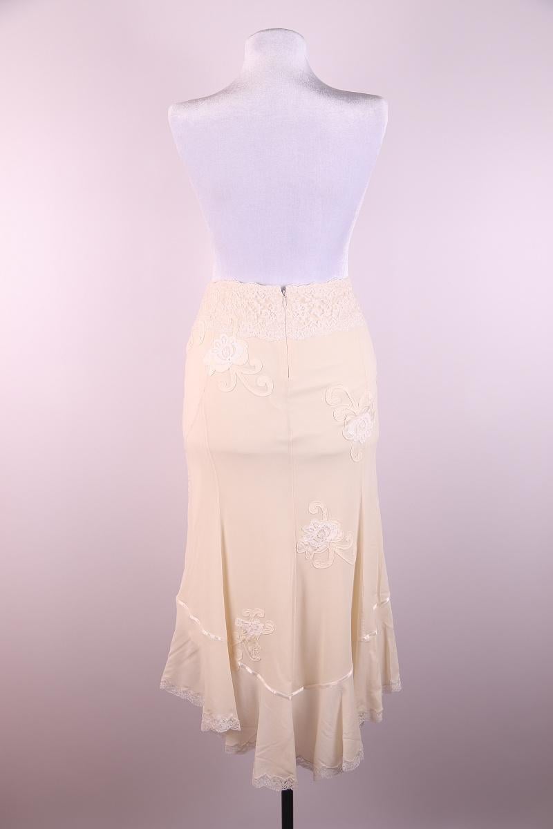Women's Dolce & Gabbana Silk Cream Floral Lace Skirt 2000s early For Sale