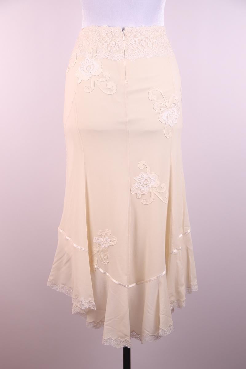 Dolce & Gabbana Silk Cream Floral Lace Skirt 2000s early For Sale 3