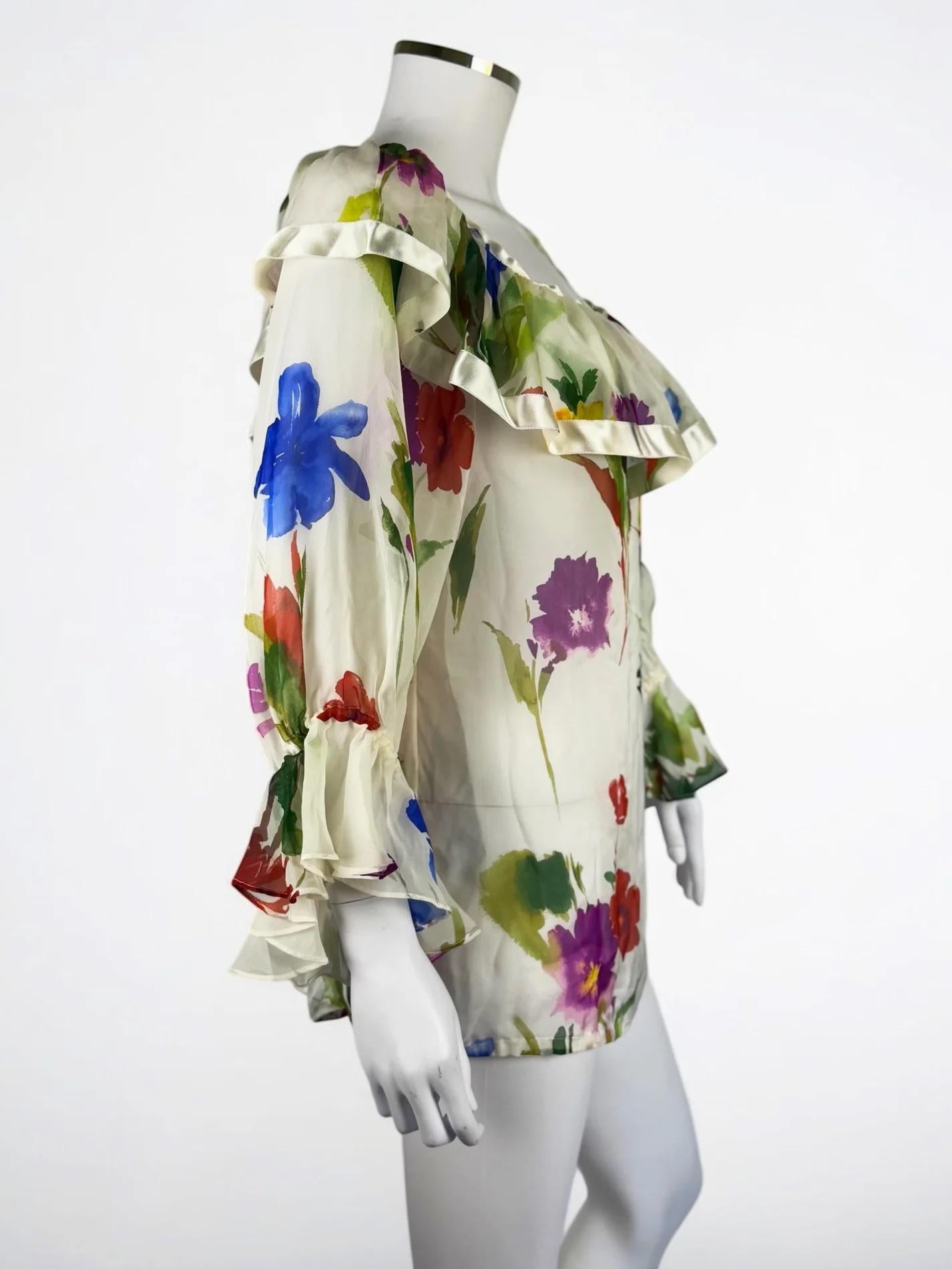 Women's Dolce & Gabbana Silk Floral Blouse, SS 2002 For Sale