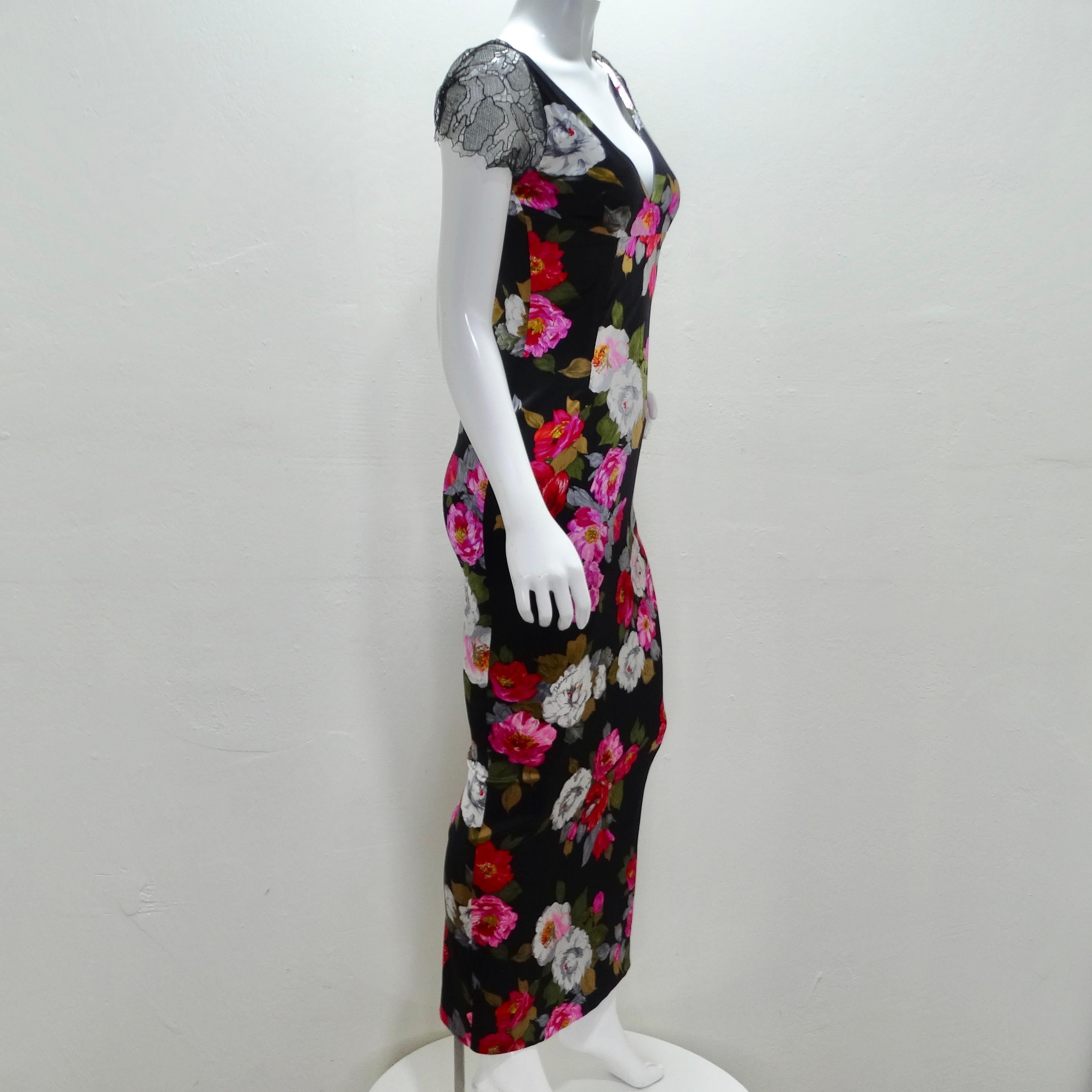 Dolce & Gabbana Silk Floral Lace Maxi Dress For Sale 1
