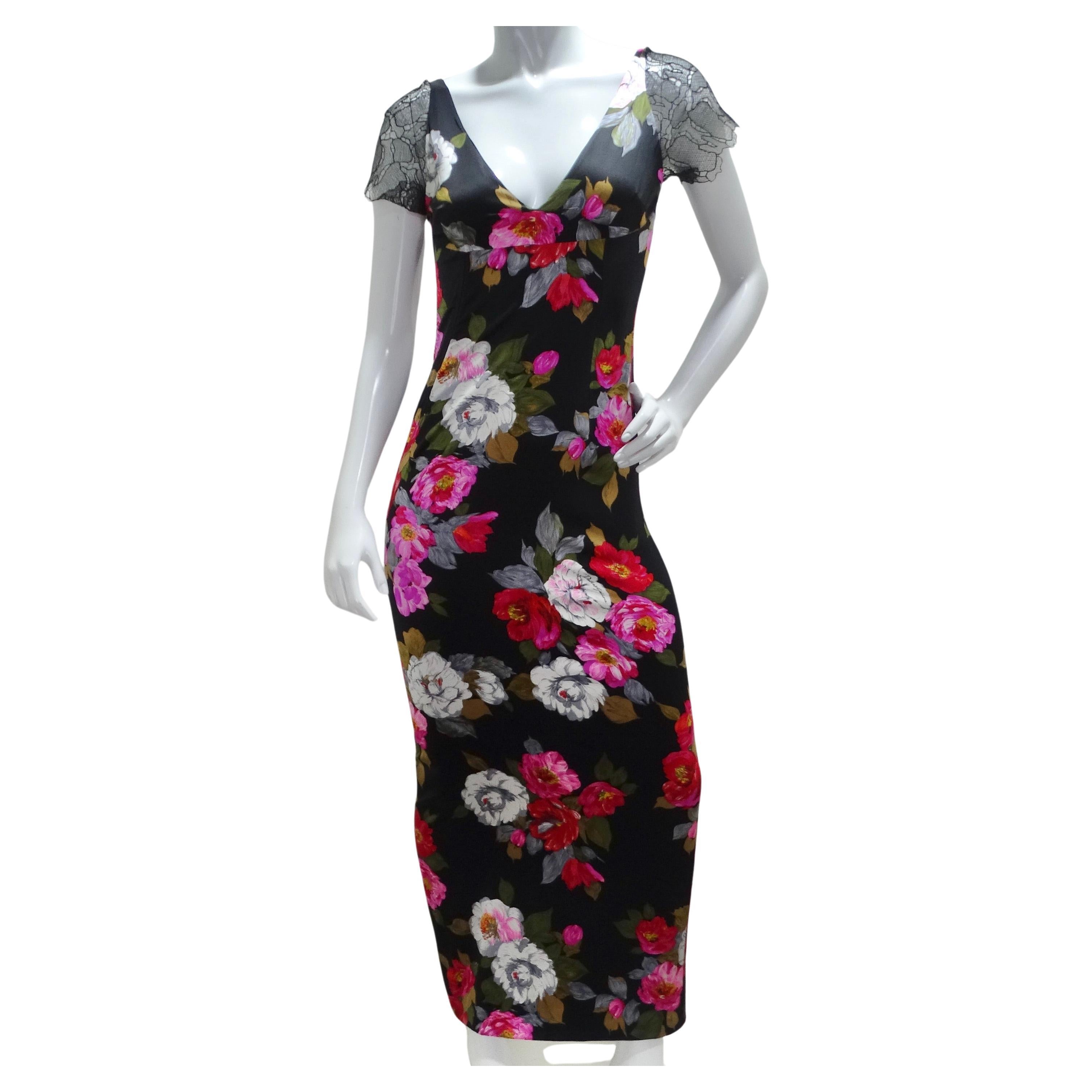 Dolce & Gabbana Silk Floral Lace Maxi Dress For Sale