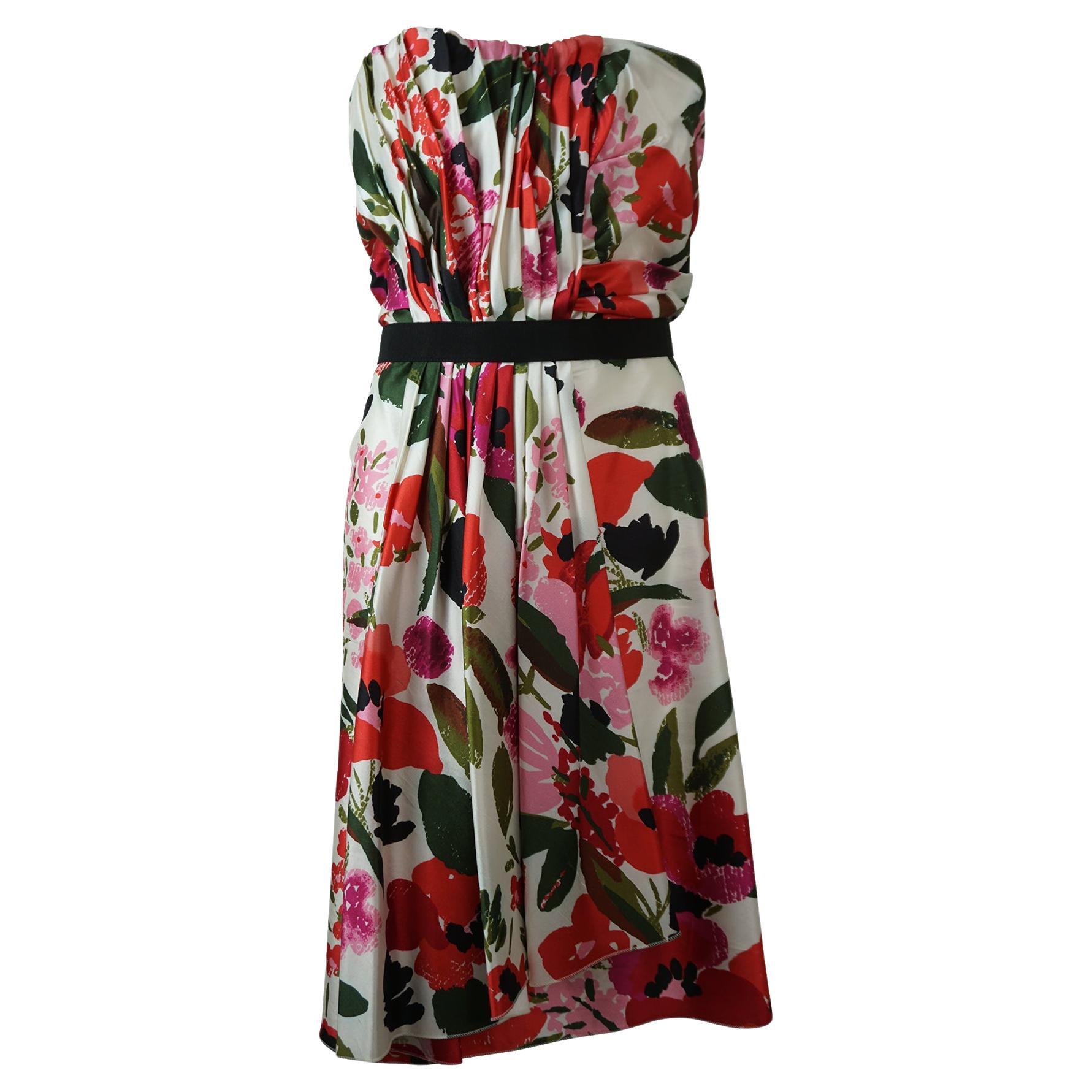 Dolce & Gabbana Silk Floral Print Dress For Sale