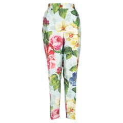 Dolce & Gabbana Silk Floral Print Trousers Size L