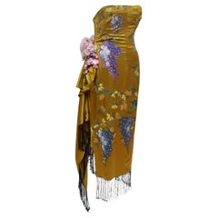 Dolce & Gabbana Silk Hand Painted Dress Flowers & Birds