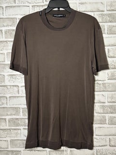 Dolce & Gabbana Silk Jersey Crew T-shirt Coffee Brown IT 50 Large Short Sleeve