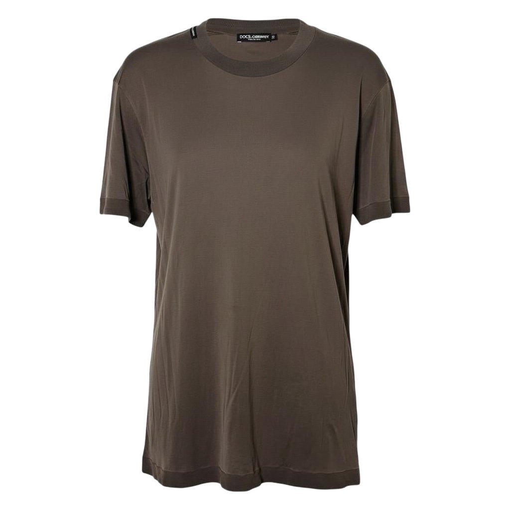 Dolce & Gabbana Maglia in Jersey di Seta Caffè Marrone IT 50 Grande Manica Corta