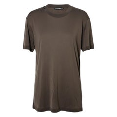 Dolce & Gabbana Silk Jersey Crew T-shirt Coffee Brown IT 50 Large Short Sleeve