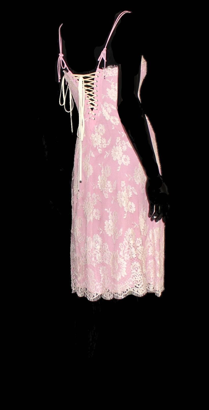 Beige Dolce & Gabbana Silk & Lace Corset Dress with Laceup Details