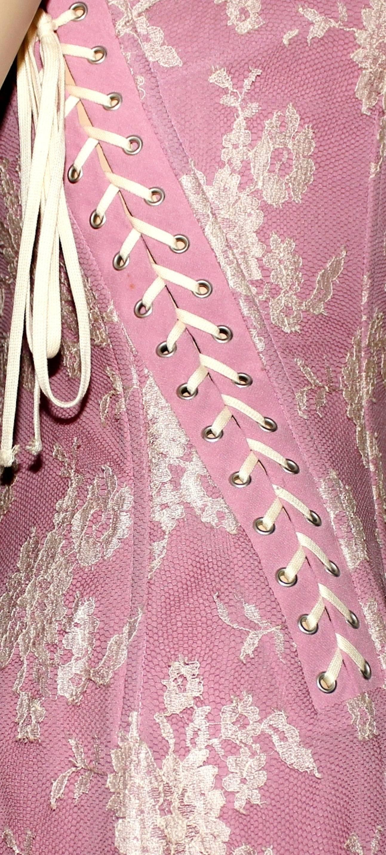 Dolce & Gabbana Silk & Lace Corset Dress with Laceup Details 1