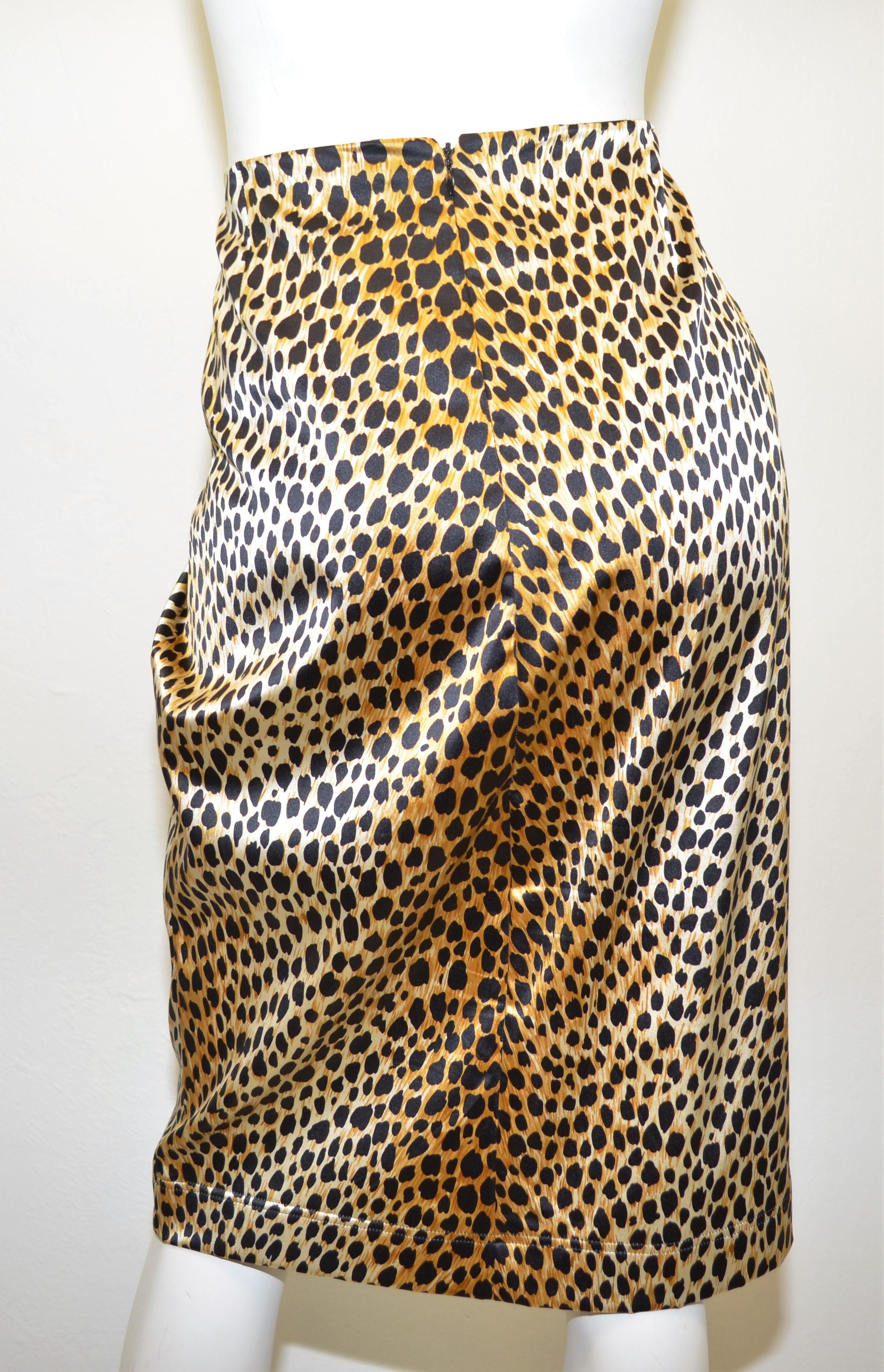 silk leopard skirt