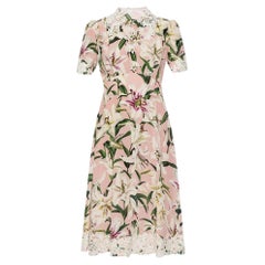 Dolce & Gabbana Silk Lilly Print Dress- EU 44