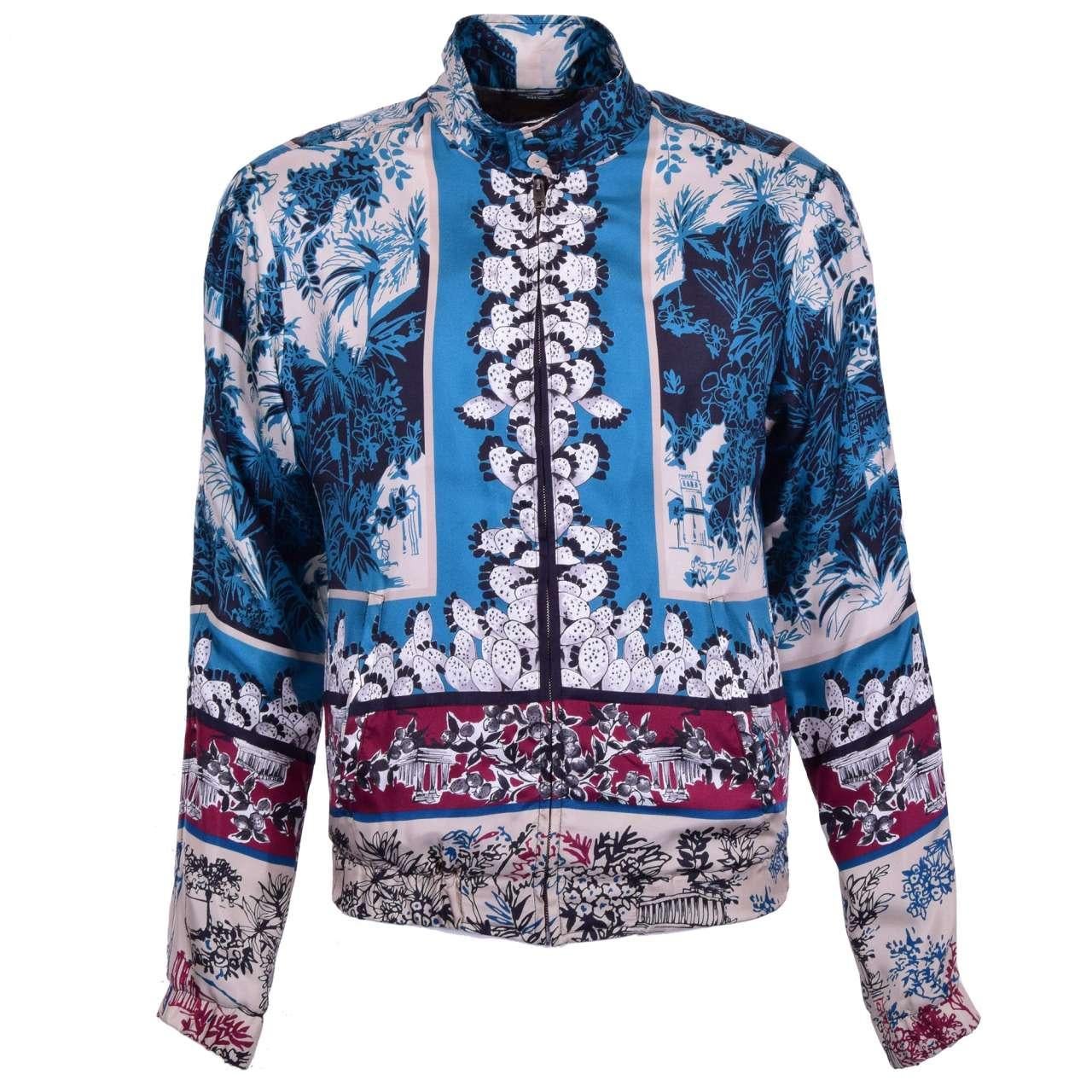 Men's Dolce & Gabbana - Silk Majolica Printed Jacket Blue 44 XS For Sale