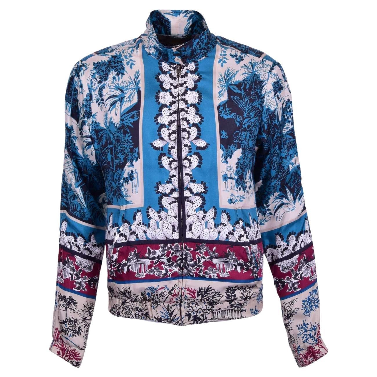 Dolce & Gabbana - Silk Majolica Printed Jacket Blue 44 XS For Sale