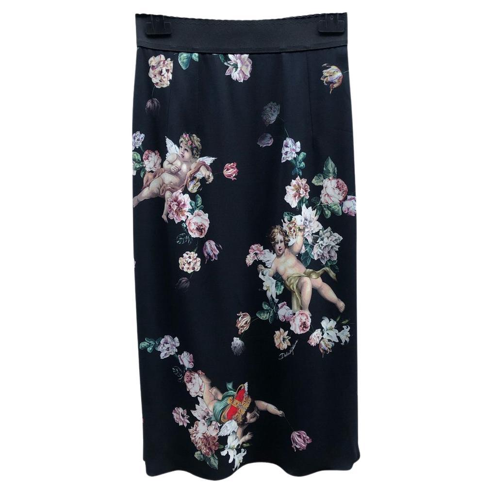 Dolce and Gabbana Runway Black Silk Beaded Fringe Diamanté Mini-Skirt ...