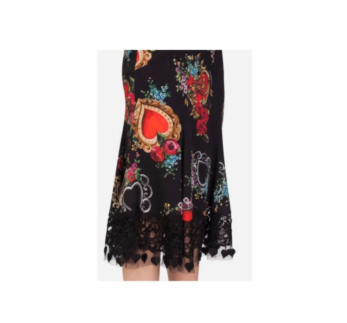 Women's Dolce & Gabbana Silk midi skirt
With heart and Rose print in black