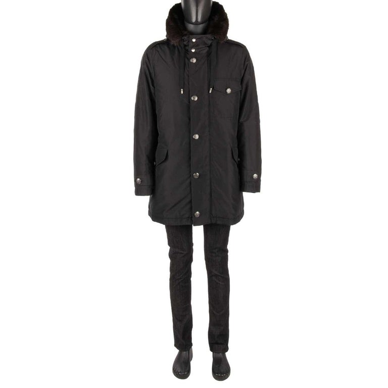 Dolce & Gabbana Black Silk Padded Parka Men Coat Jacket