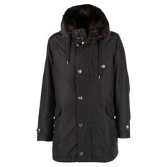 Dolce & Gabbana Silk Parka Jacket with Detachable Fur Lining and Hoody Black 48