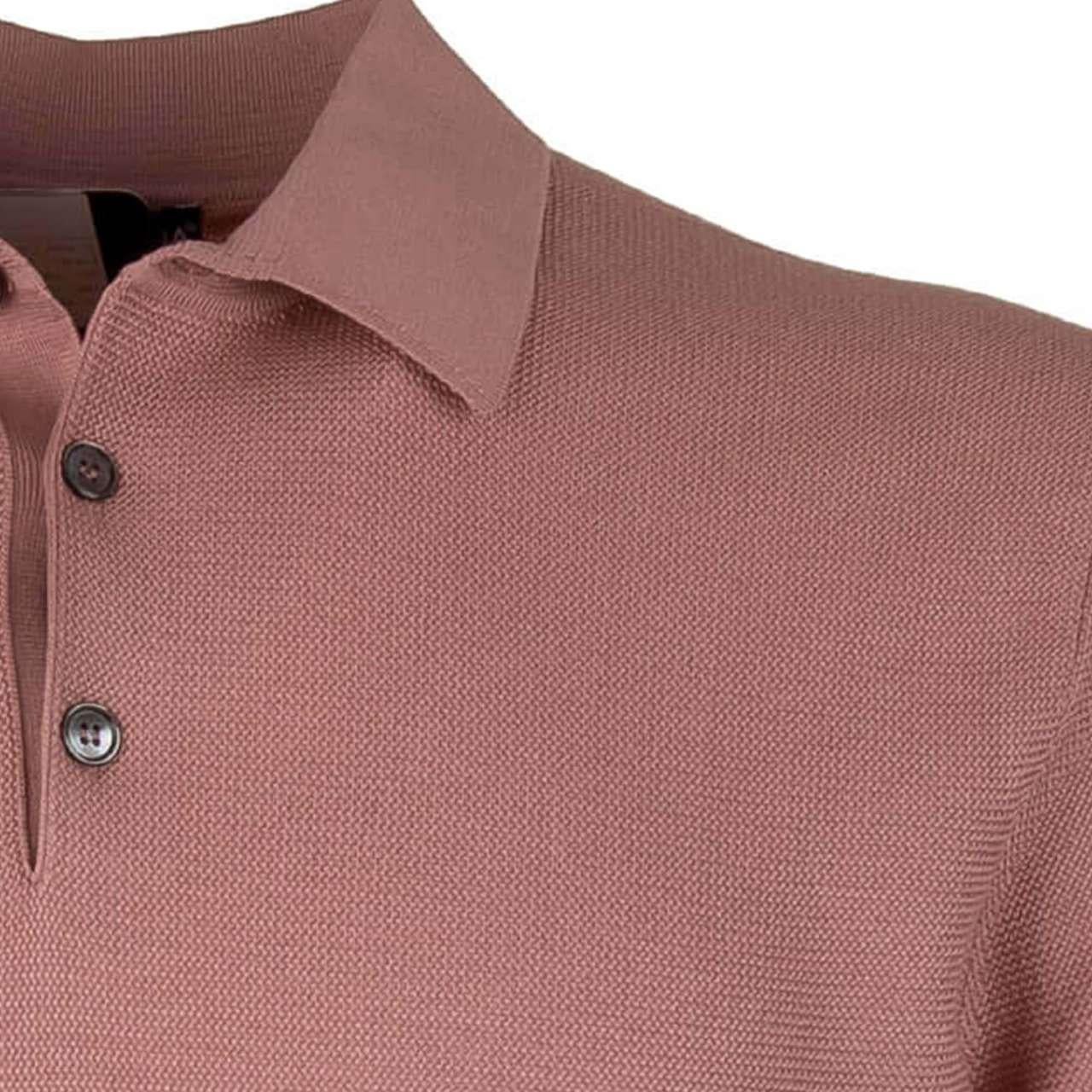 Dolce & Gabbana - Silk Polo Shirt T-Shirt Pink with Pearl Buttons 56 In Excellent Condition For Sale In Erkrath, DE