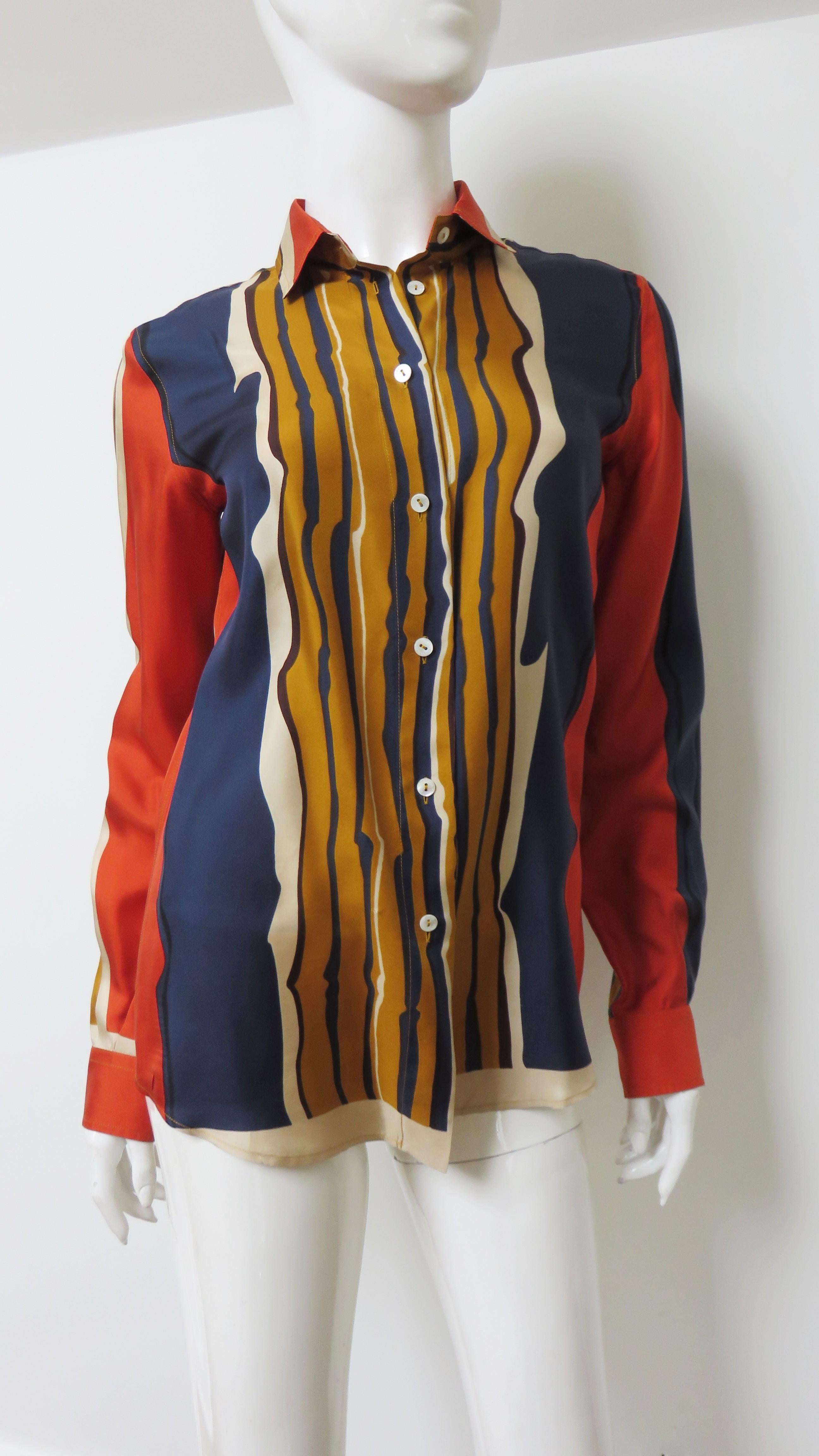Marrone Camicia con stampa in seta di Dolce & Gabbana in vendita