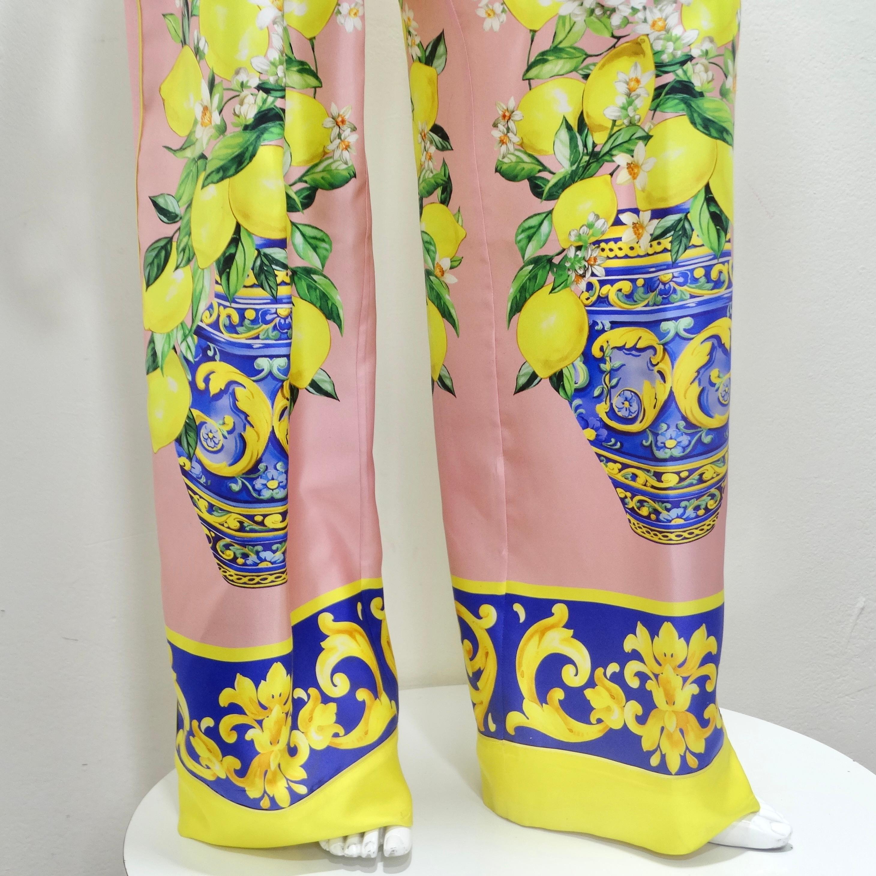 Dolce & Gabbana Silk Printed Palazzo Pants In Excellent Condition In Scottsdale, AZ