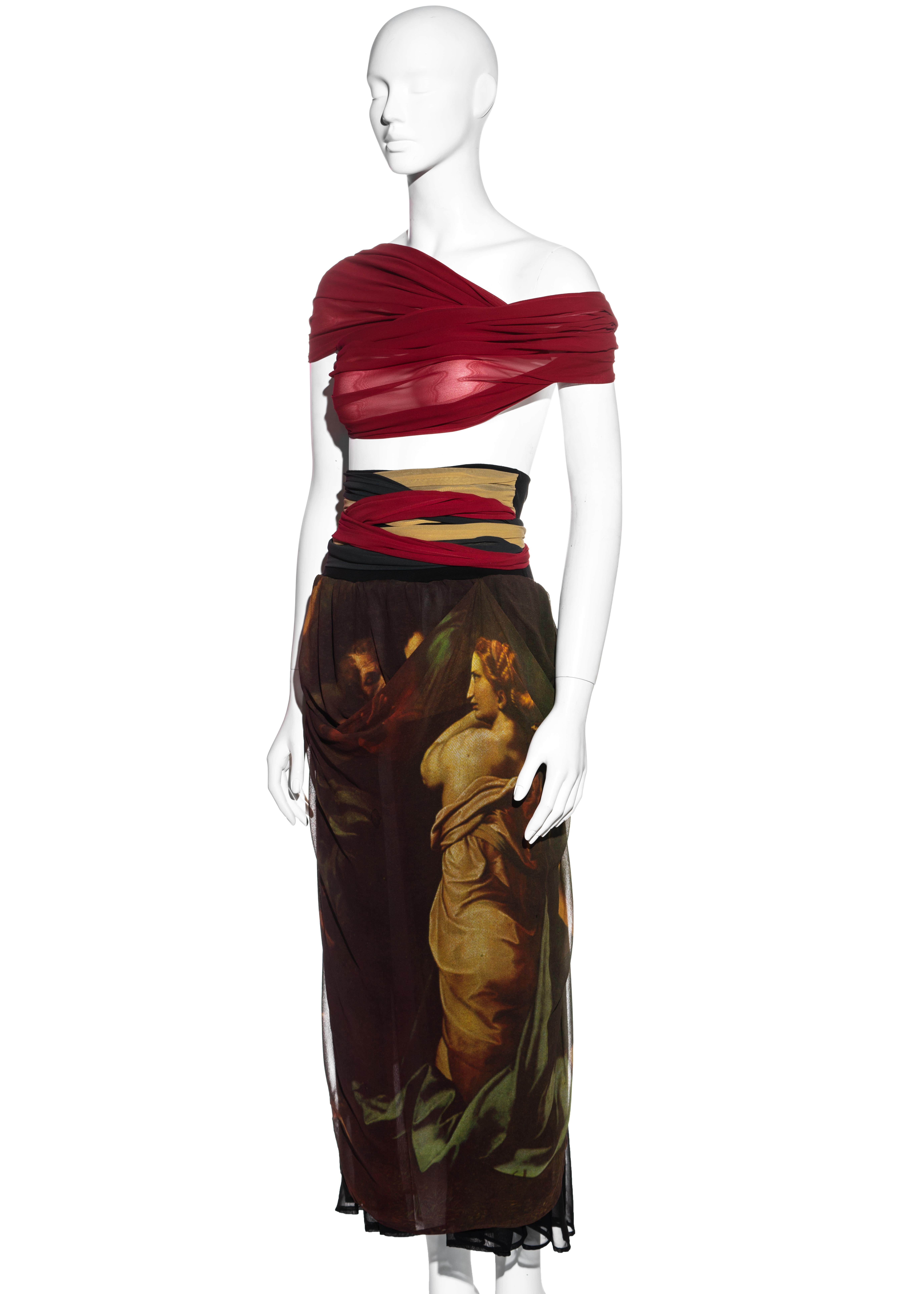 Dolce & Gabbana: gonna a ruota in seta con stampa rinascimentale, ss 1990 In condizioni ottime a London, GB
