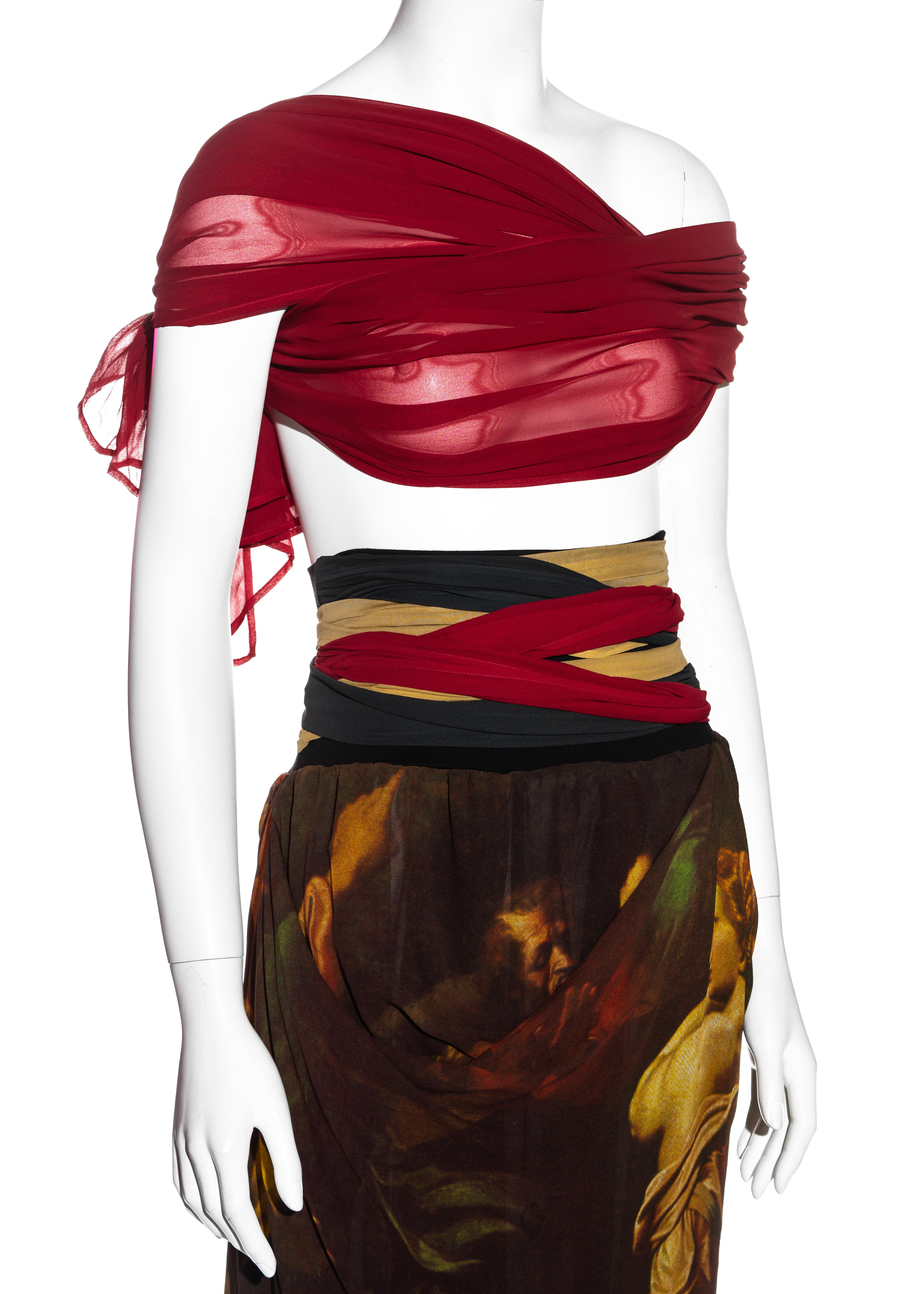 Donna Dolce & Gabbana: gonna a ruota in seta con stampa rinascimentale, ss 1990