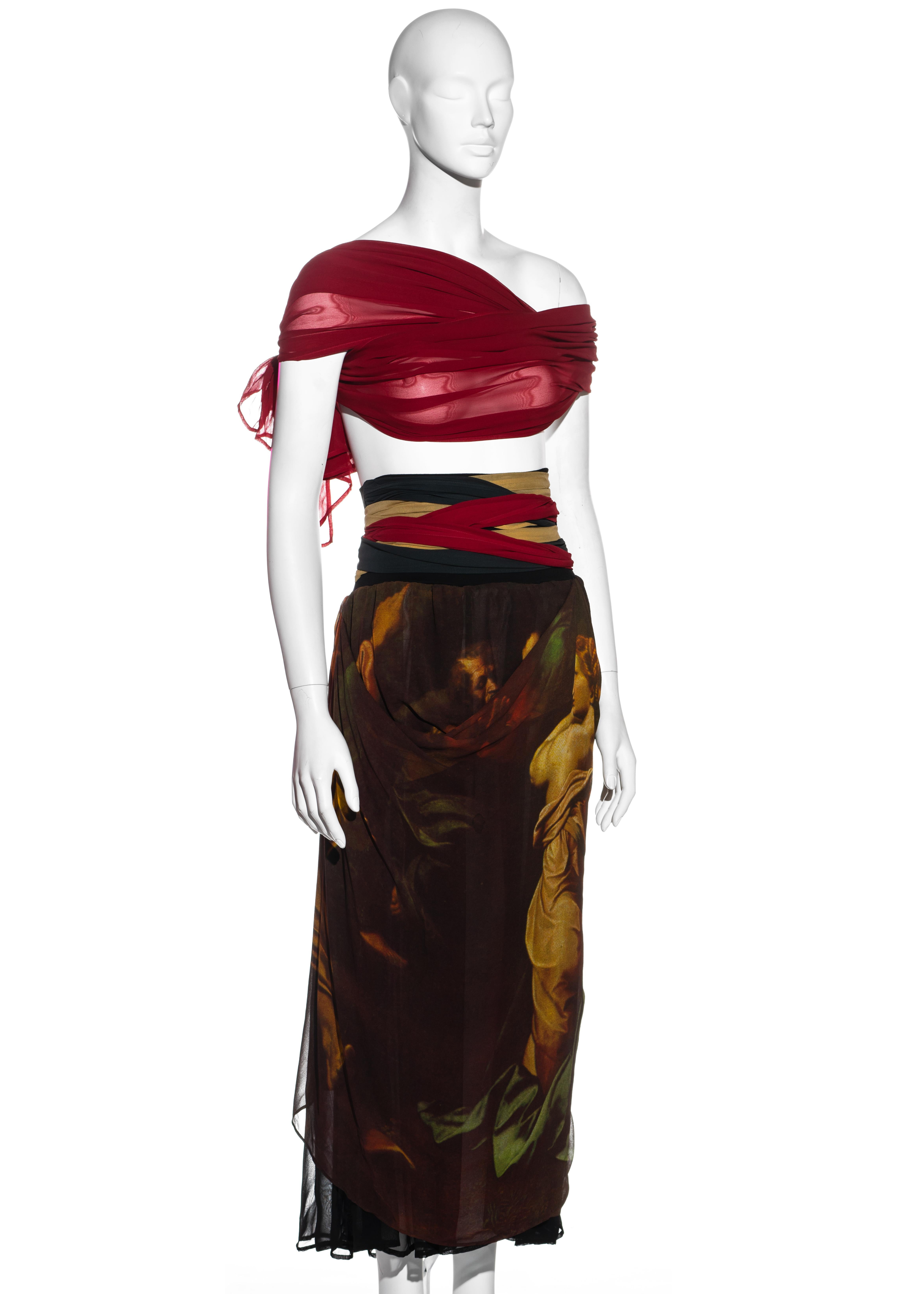 Dolce & Gabbana: gonna a ruota in seta con stampa rinascimentale, ss 1990 1