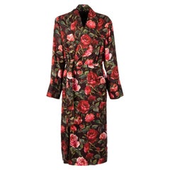 Dolce & Gabbana - Silk Roses Rose Coat Robe Red Bordeaux 44 34 XS