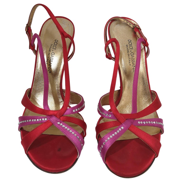 Dolce and Gabbana Silk satin sandals For Sale at 1stDibs
