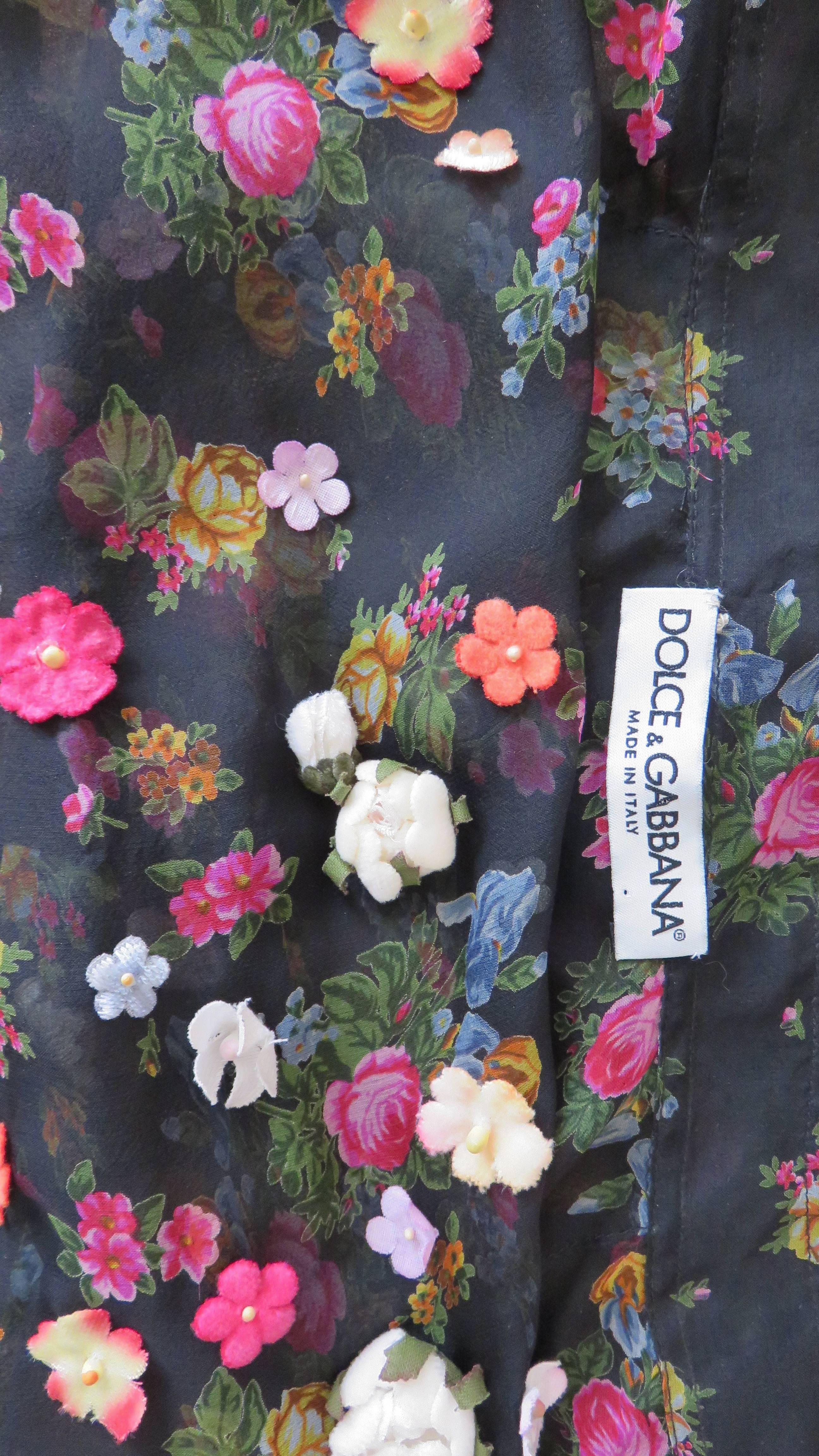 Dolce & Gabbana Silk Shirt Bra and Flower Applique Wrap 6