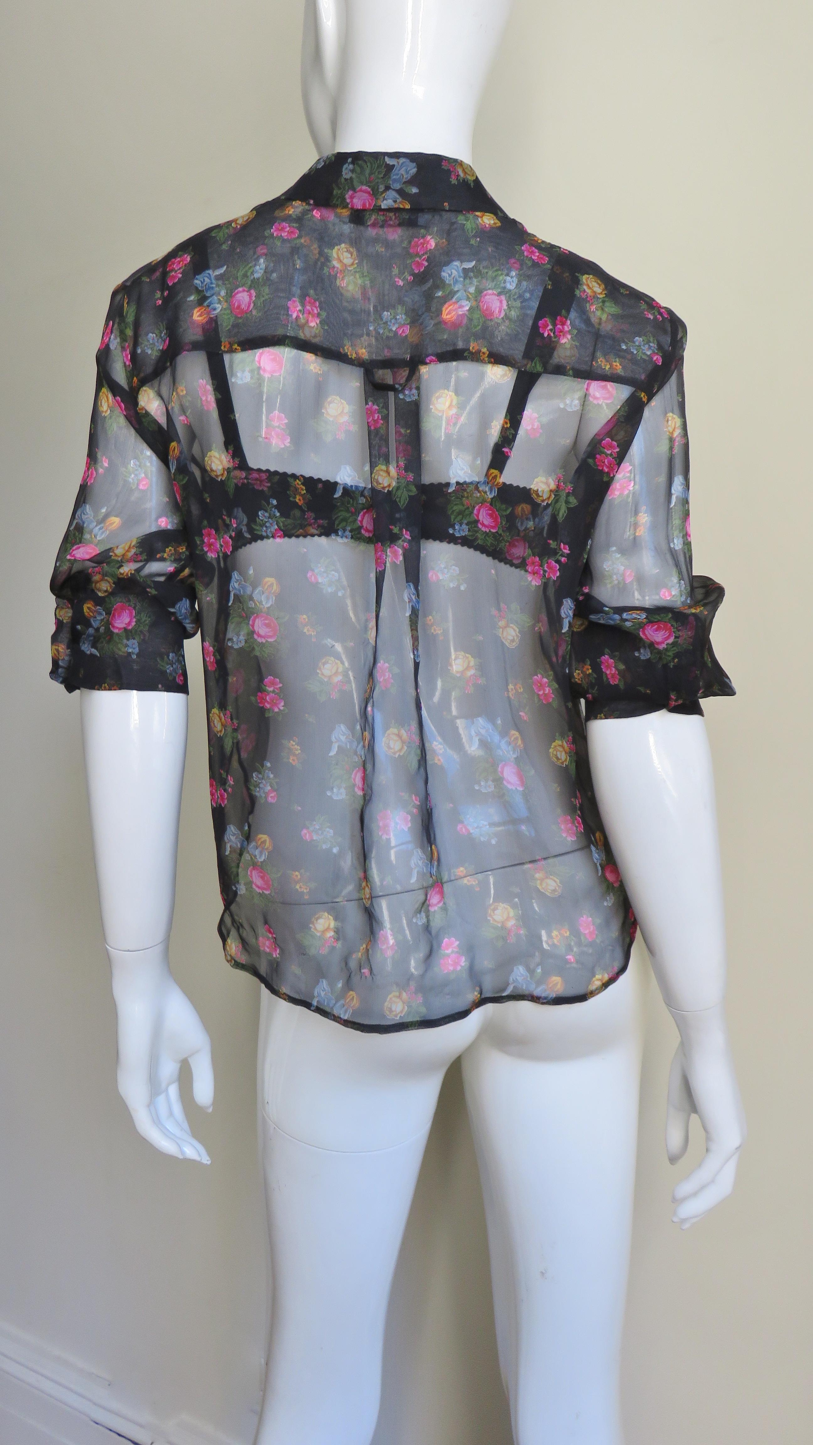 Dolce & Gabbana Silk Shirt Bra and Flower Applique Wrap 2