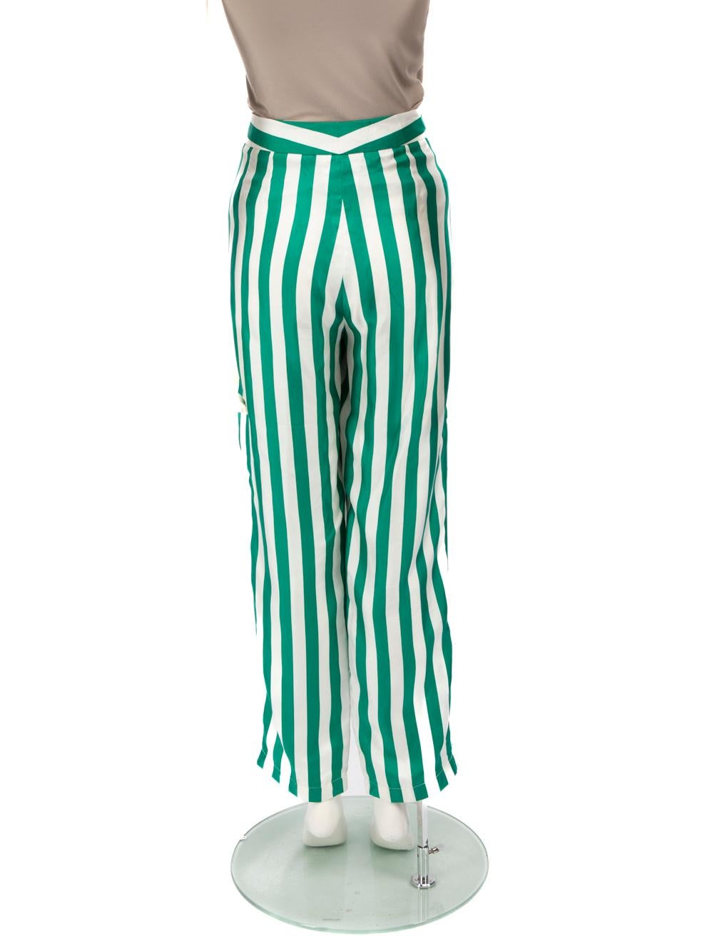 Blue Dolce & Gabbana Silk Striped Trousers Size XL For Sale