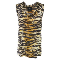 DOLCE & GABBANA – Seiden-Tanktop mit Tiger-Tierdruck  Größe 4US 36EU