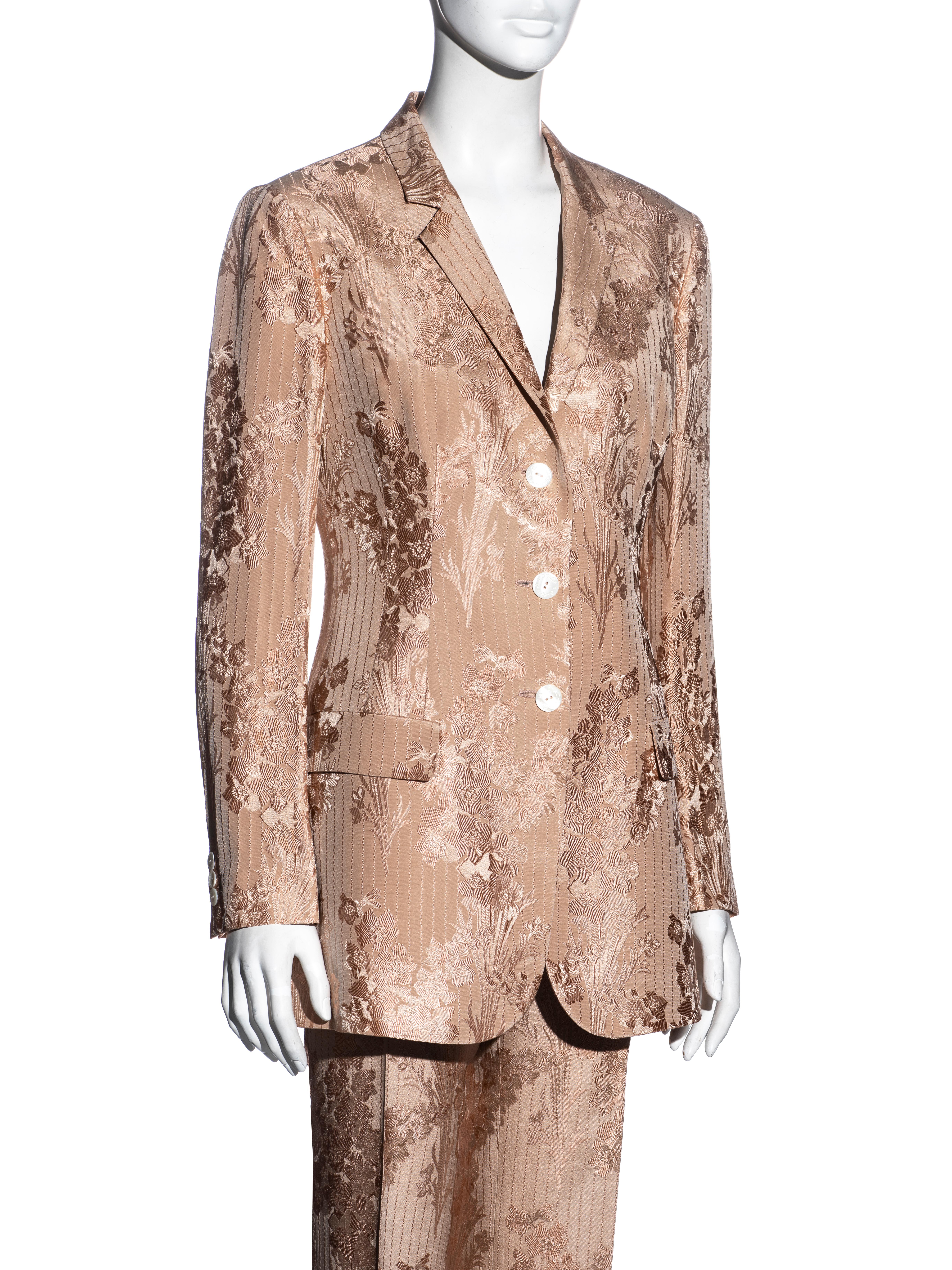 Brown Dolce & Gabbana silk viscose floral brocade pant suit, ss 1997