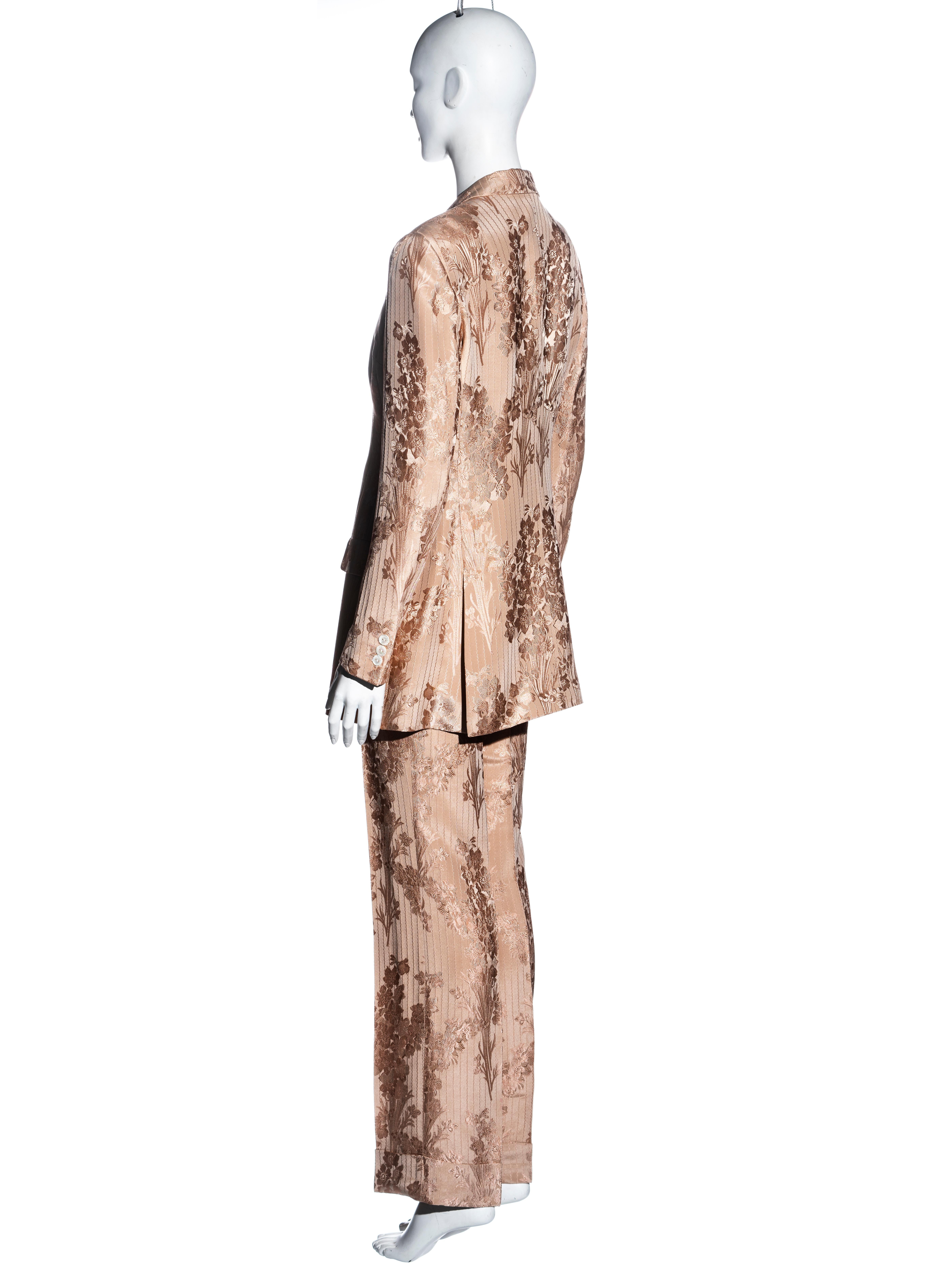 Women's Dolce & Gabbana silk viscose floral brocade pant suit, ss 1997