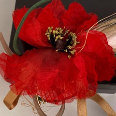 Dolce & Gabbana Silky Fabric Large Red Flower Comb Clip