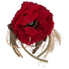 Dolce & Gabbana Silky Fabric Large Red Flower Pin Brooch