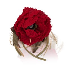 Dolce & Gabbana Silky Fabric Large Red Flower Pin Brooch