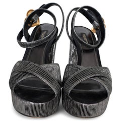 DOLCE & GABBANA silver 2018 RIBBED LAME PLATFORM Sandals Shoes 39