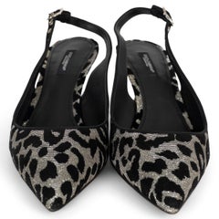 DOLCE & GABBANA silver black 2019 LEOPARD GLITTER FABRIC Slingbacks Shoes 39